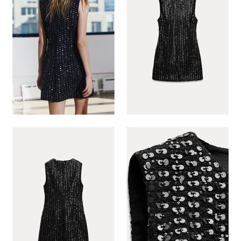 Zara Elegant Black Feminine Sequin Dress - Picture 4 of 7